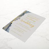 Invitation En Aluminium Elégante Parties scintillant Dusty Blue Gold (Rotation)