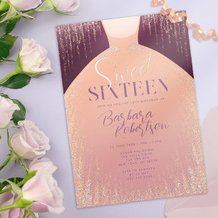 Invitation En Aluminium Élégante Parties scintillant Rose or robe Sweet si