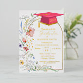 Invitation En Aluminium Elégante Pastel Fleur sauvage Garden Graduation Pa (Debout devant)