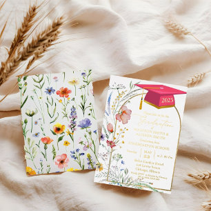 Invitation En Aluminium Elégante Pastel Fleur sauvage Garden Graduation Pa