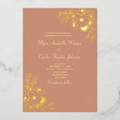 Invitation En Aluminium Elégante Pêche et Mariage Or (Recto)