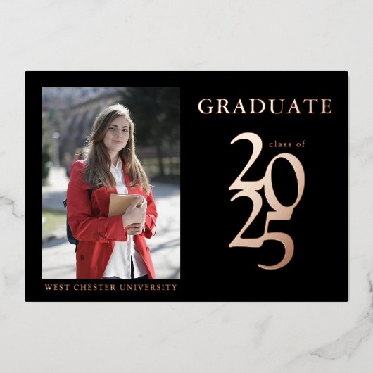 Invitation En Aluminium Élégante photo Black 2025 Graduation Party (Recto)