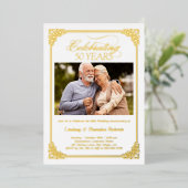 Invitation En Aluminium Élégante photo d'anniversaire de mariage de 50 ans (Debout devant)