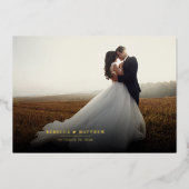 Invitation En Aluminium Élégante photo manuscrite Mariage Merci (Recto)