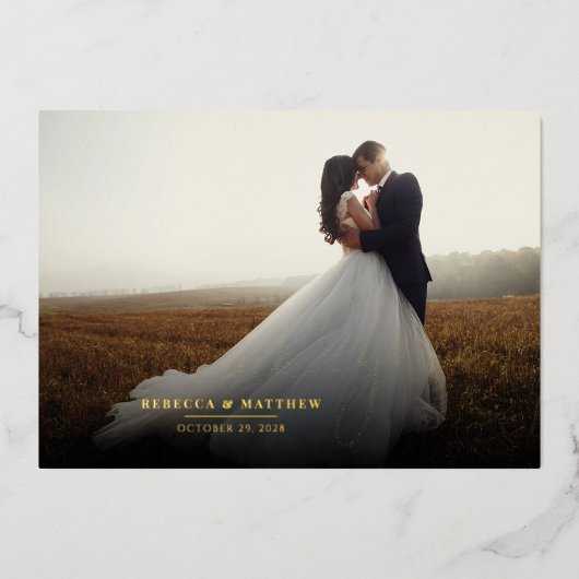 Invitation En Aluminium Élégante photo manuscrite Mariage Merci (Recto)