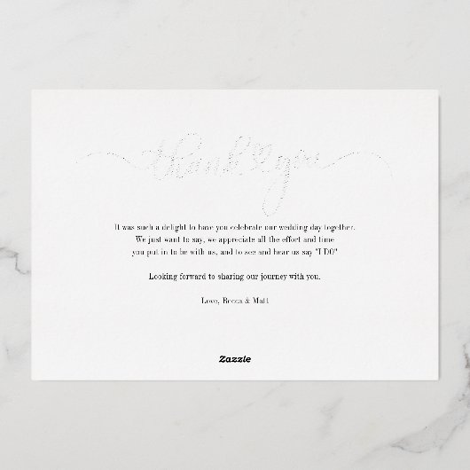 Invitation En Aluminium Élégante photo manuscrite Mariage Merci (Verso)