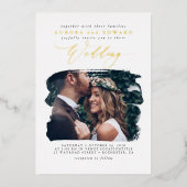 Invitation En Aluminium Élégante photo superposition Blanc Boho Mariage ré (Recto)