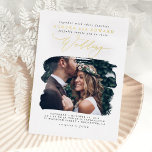Invitation En Aluminium Élégante photo superposition Blanc Boho Mariage ré<br><div class="desc">Romantique moderne et minimaliste invitation photo mariage avec la vraie typographie de feuille</div>