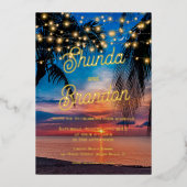 Invitation En Aluminium Elégante plage tropicale Mariage d'été Real (Recto)