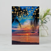 Invitation En Aluminium Elégante plage tropicale Mariage d'été Real (Debout devant)
