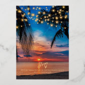 Invitation En Aluminium Elégante plage tropicale Mariage d'été Real (Verso)