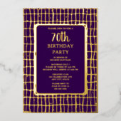 Invitation En Aluminium Elégante Purple Gold 70e fête d'anniversaire perso (Recto)