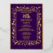 Invitation En Aluminium Elégante Purple Gold 70e fête d'anniversaire perso (Recto)