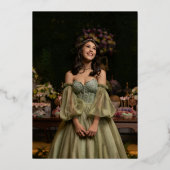 Invitation En Aluminium Élégante Quinceañera Florale Dessinée à la Main (Verso)