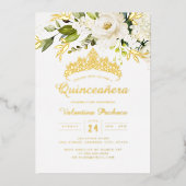 Invitation En Aluminium Elégante Quinceanera jaune or blanc (Recto)