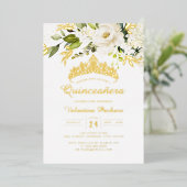 Invitation En Aluminium Elégante Quinceanera jaune or blanc (Debout devant)