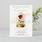 Invitation En Aluminium Elégante Quinceañera Rose rouge en espagnol (Debout devant)