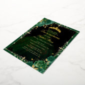 Invitation En Aluminium Élégante robe Rose Emerald Gold Quinceanera (Rotation)