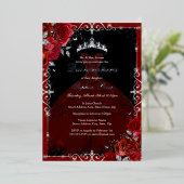 Invitation En Aluminium Élégante robe Rose en argent rouge Quinceanera (Debout devant)
