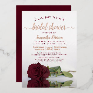 Invitation En Aluminium Élégante rose burgundy avec douche de mariée en ro
