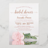 Invitation En Aluminium Elégante Rose rose avec Fête des mariées or Rose (Recto)