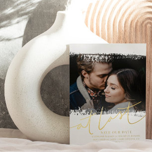 Invitation En Aluminium Élégante Sauvegarder Notre Date Véritable Huile &