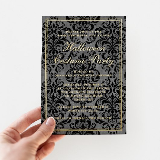 Invitation En Aluminium Élégante soirée costumée d'Halloween gothique