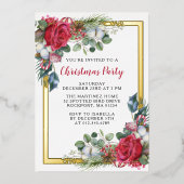 Invitation En Aluminium Élégante Soirée de Noël Or (Recto)