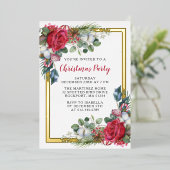 Invitation En Aluminium Élégante Soirée de Noël Or (Debout devant)