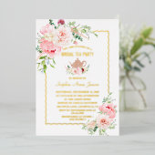 Invitation En Aluminium Élégante Soirée Thé de mariée à l'or FOIL rose (Debout devant)