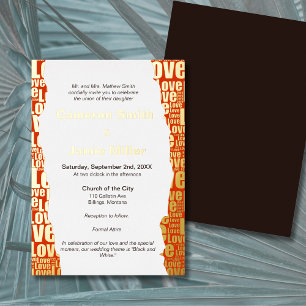 Invitation En Aluminium Élégante Typographie de l'Amour Vermillon Mariage