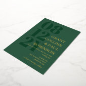 Invitation En Aluminium Élégante Typographie de l'or vert Hunter (Rotation)