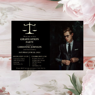 Invitation En Aluminium Élégante Typographie Law School Graduation Party