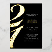 Invitation En Aluminium Élégante typographie moderne 21e anniversaire (Recto)