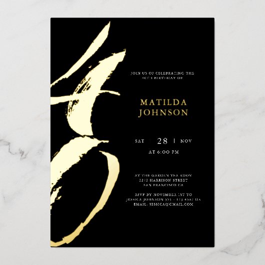 Invitation En Aluminium Élégante typographie moderne 40e anniversaire (Recto)