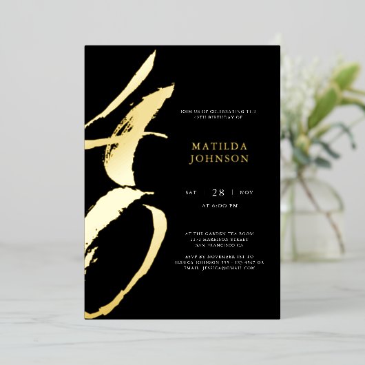 Invitation En Aluminium Élégante typographie moderne 40e anniversaire (Debout devant)