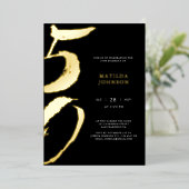 Invitation En Aluminium Élégante typographie moderne 50e anniversaire (Debout devant)