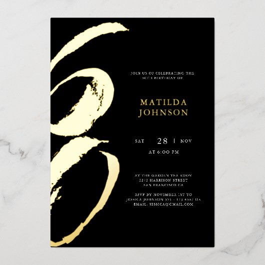 Invitation En Aluminium Élégante typographie moderne 60e anniversaire (Recto)