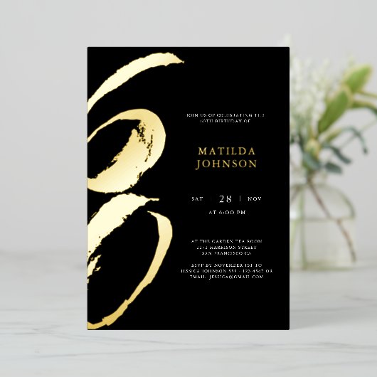 Invitation En Aluminium Élégante typographie moderne 60e anniversaire (Debout devant)