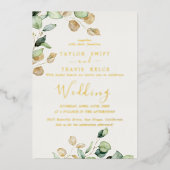 Invitation En Aluminium Élégante verdure émeraude | Mariage Gold Foil (Recto)