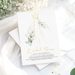 Invitation En Aluminium Élégante verdure et douche de mariée de robe de ma