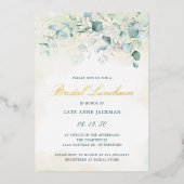 Invitation En Aluminium Élégante verdure Eucalyptus Bridal Luncheon Gold (Recto)