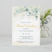 Invitation En Aluminium Élégante verdure Eucalyptus Bridal Luncheon Gold (Debout devant)