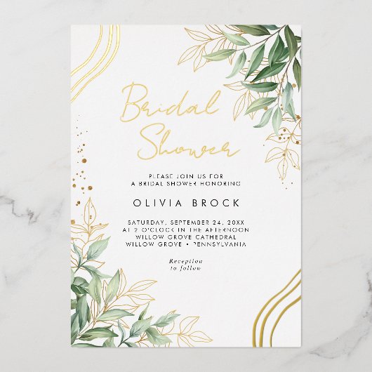 Invitation En Aluminium Elégante verdure Eucalyptus Fête des mariées moder (Recto)