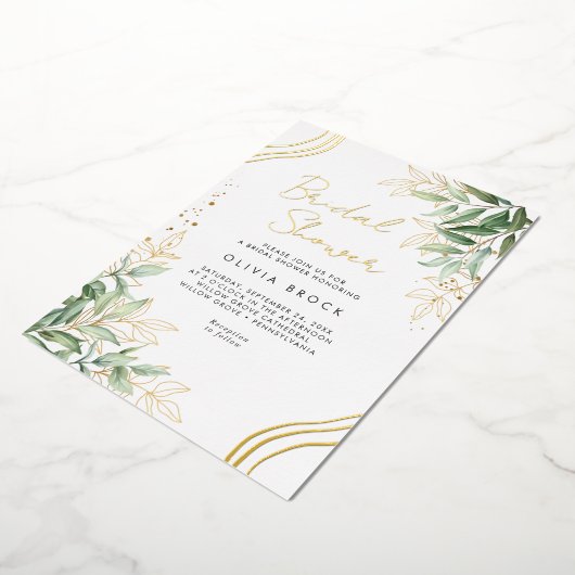Invitation En Aluminium Elégante verdure Eucalyptus Fête des mariées moder (Rotation)