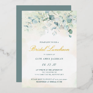 Invitation En Aluminium Élégante verdure Luncheon de mariage Eucalyptus Or