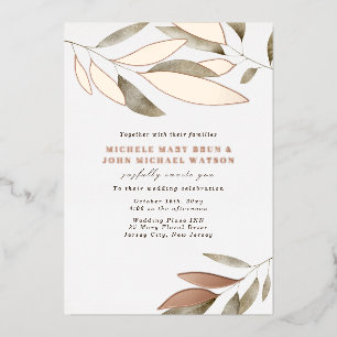 Invitation En Aluminium Élégantes feuilles d'automne aquarelle mariage ros