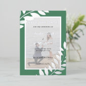 Invitation En Aluminium Élégantes feuilles tropicales Photo Enregistrer la (Debout devant)