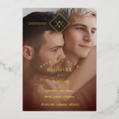 Invitation En Aluminium Élégantes Initiales Mariage Marron Doré Photo (Recto)