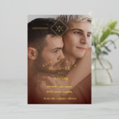 Invitation En Aluminium Élégantes Initiales Mariage Marron Doré Photo (Debout devant)